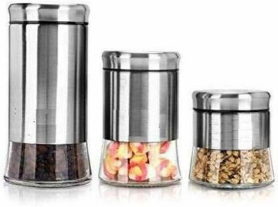 DHARMBHAKTI Steel Grocery Container  - 350 ml(Pack of 3, Silver)