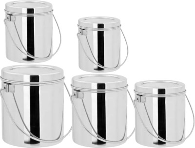 SHINI LIFESTYLE Steel Milk Container  - 3 L, 2.5 L, 1.8 L, 1.2 L, 0.8 L(Pack of 5, Silver)