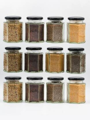 Sueriv Glass Grocery Container  - 250 ml(Pack of 12, Clear)
