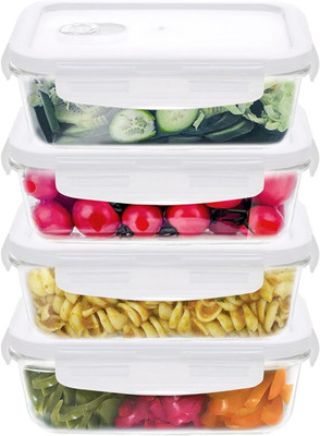 Cutting EDGE Glass Utility Container  - 1600 ml(Pack of 4, Clear)