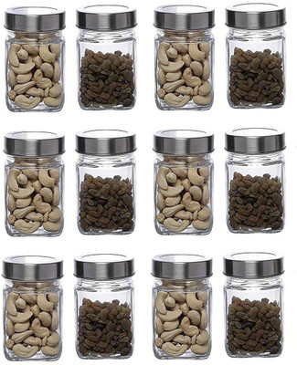 JIGSHTIAL Glass Grocery Container  - 300 ml(Pack of 12, Clear)