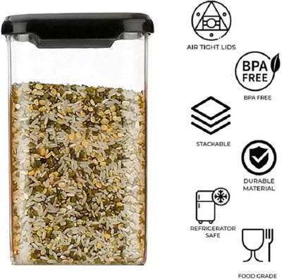 Kitchenetic Plastic Grocery Container - 1100 ml(Black)