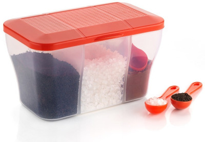 MAGICSPOON Polypropylene Tea Coffee & Sugar Container  - 1100 ml(Red)