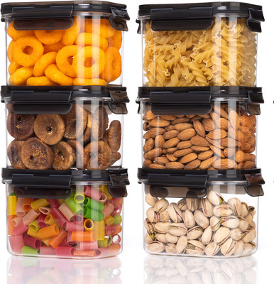 BeastBull Plastic Grocery Container  - 700 ml(Pack of 6, Black)