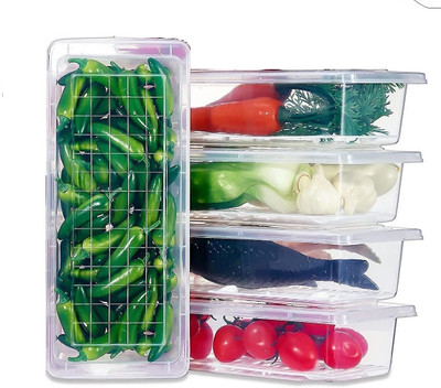 BENNUR 7 Plastic Fridge Container  - 1500 ml(Pack of 6, Clear)