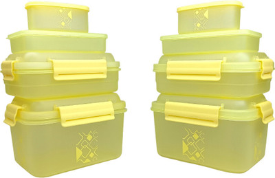 Dekor-Kase Plastic Utility Container  - 3340 ml(Pack of 8, Yellow)