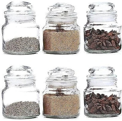 HANUMAN TRADINGS CO Glass Grocery Container  - 100 ml(Pack of 6, Transparent)