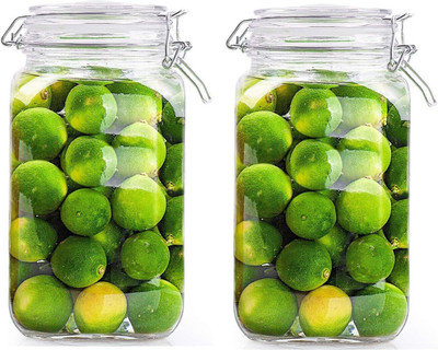 Sueriv Glass Grocery Container  - 1200 ml(Pack of 2, Clear)