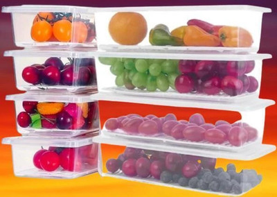 MAHACLUB Plastic Fridge Container  - 1500 ml(Pack of 6, Grey)