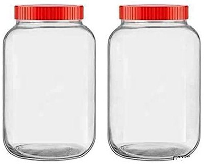 Coozico Glass Grocery Container  - 3000 ml(Pack of 2, Clear)