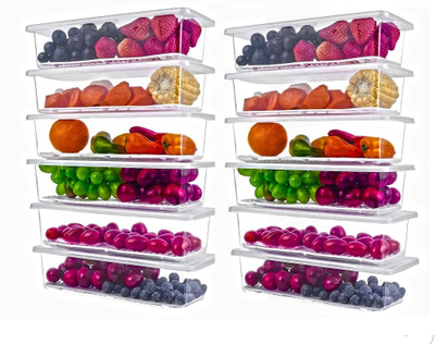 Ecodex Plastic Fridge Container  - 1500 ml(Pack of 12, Clear)