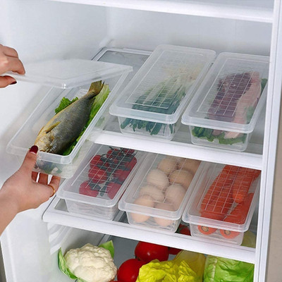 TOLXI Plastic Fridge Container  - 1000 ml(Pack of 6, White)