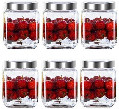 DHARMBHAKTI Glass Grocery Container  - 500 ml(Pack of 6, Clear)