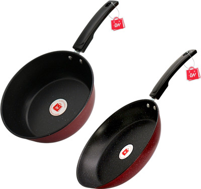 LAZYwindow Nonstick Sauce Pan & Fry Pan Set – 21cm & 23.5cm Induction Bottom Cookware Set(Hard Anodised, 2 - Piece)