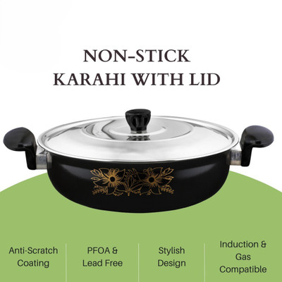cookpro Karahi_LID+**guage26.,/ Induction Bottom Non-Stick Coated Cookware Set(Cast Iron, 1 - Piece)