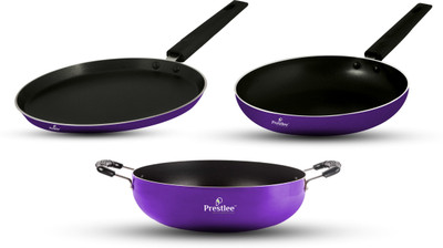Prestlee Nonstick Cookware Set 3 PC's Combo, Purple - PFOA Free I NON INDUCTION BASE Non-Stick Coated Cookware Set(Aluminium, 3 - Piece)