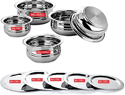 Redific Redific stainless steel Handi/Urli 5 piece handi with lid Cookware Set(Stainless Steel, 10 - Piece)