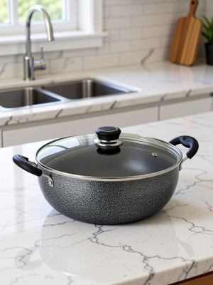 MITHALI Non Stick Kadhai Glass lid stick pot and pan set, nonstick cookware set Kadhai Cookware Set(Aluminium, 1 - Piece)