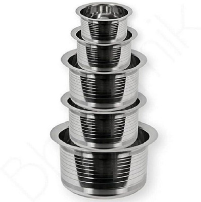 RBGIIT Steel Bottom Kitchen Serving Cooking Bowl biryani, rice Handi/Pot/Patila Cookware Set(Stainless Steel, 5 - Piece)