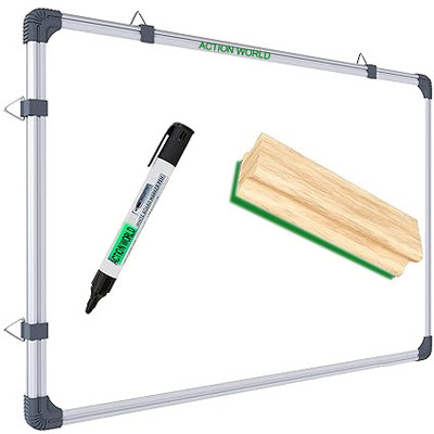 Action World Non Magnetic non magnetice 60x45 centimeter Whiteboards and Duster Combos(White)