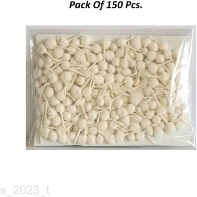 MegaValue HQ White Handmade Round Diya Batti,Gol Jyot Batti,Cotton Wicks for Puja-150 Pcs Cotton Wick(Pack of 150)