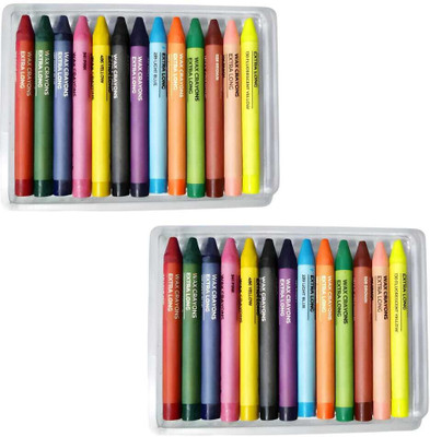 VUVAIL Crayons Extra Long 13 Shades Wax Pack Of 2(26 Pcs) Bright| School Art Project(Set of 2, Multicolor)