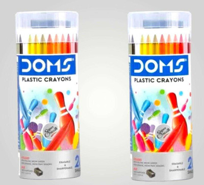 DOMS PLASTIC CRAYON (28 shade)(Set of 2, Multicolor)