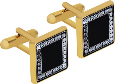 house of common Brass Cufflink Set(Gold, Black)