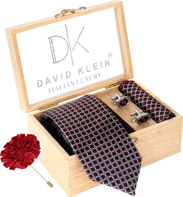 shopglobal Silk Cufflink & Tie Pin Set(Red)