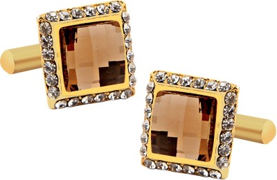 house of common Brass Cufflink(Gold, Brown)