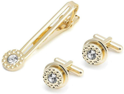 Shiv Metal Cufflink & Tie Pin Set(Silver, Gold)