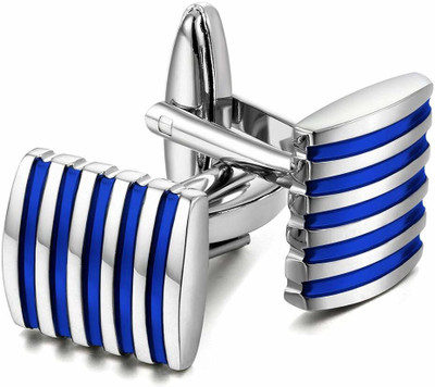 house of common Brass Cufflink Set(Blue, Silver)