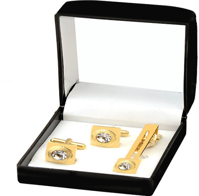 shivay Metal Cufflink & Tie Pin Set(Gold)