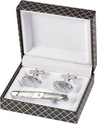 shivay Metal Cufflink & Tie Pin Set(Silver)