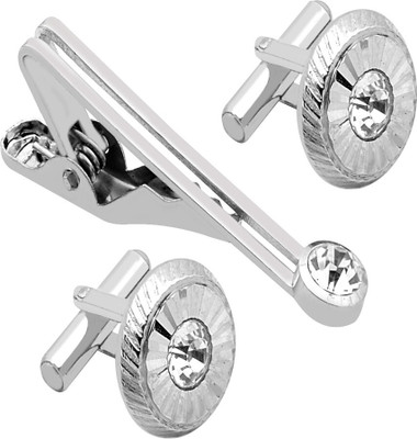 Shiv Metal Cufflink & Tie Pin Set(Silver)