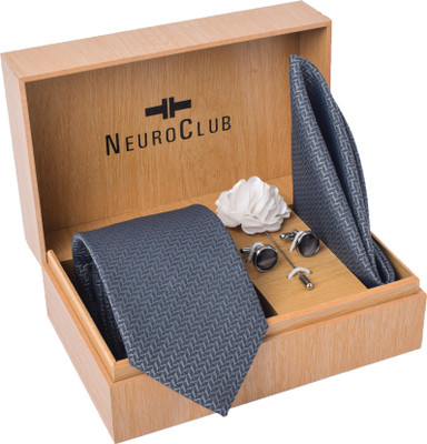 NEUROCLUB Silk Cufflink & Tie Pin Set(Grey)