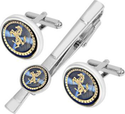 shivay Metal Tie Pin Set(Silver, Blue)