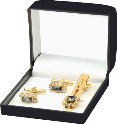 shivay Metal Cufflink & Tie Pin Set(Gold)