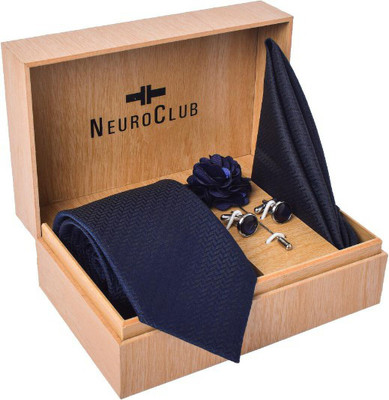 NEUROCLUB Silk Cufflink & Tie Pin Set(Blue)