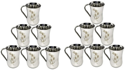 jai shri sons Pack of 12 Stainless Steel Tea/Coffee Cup Set of 12 (Laser Finished,150 ML, Dishwasher Safe(Silver, Cup Set)