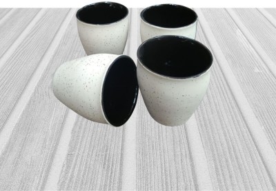 love unlimited LOVE BLACK N WHITE KULHAD 4 Pc sw Ceramic Coffee Mug(150 ml, Pack of 4)