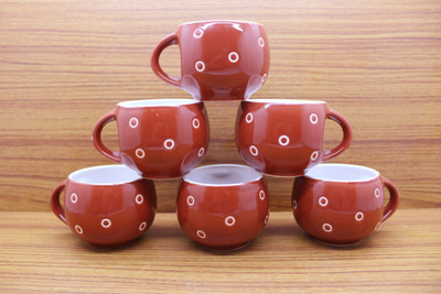 laghima jadon Pack of 6 Ceramic Tea/Coffee Cups Round Shape Dot Cups 150 ML(Multicolor, Cup Set)