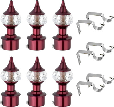 Ghar Sajaawat Maroon Curtain Knobs, Rod Rail Bracket Metal(Pack of 6)