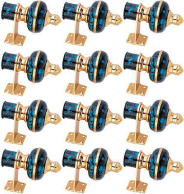 Ghazian Blue, Black, Gold Curtain Knobs, Rod Rail Bracket Metal(Pack of 12)