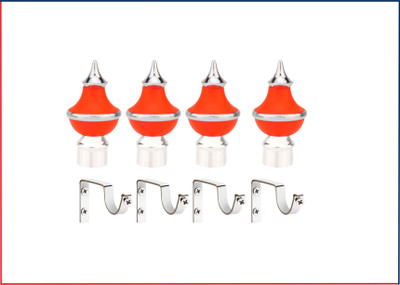 LEEZEN Architectural Hardware Red Curtain Knobs, Curtain Hooks, Curtain Rods, Rod Rail Bracket Metal(Pack of 12)