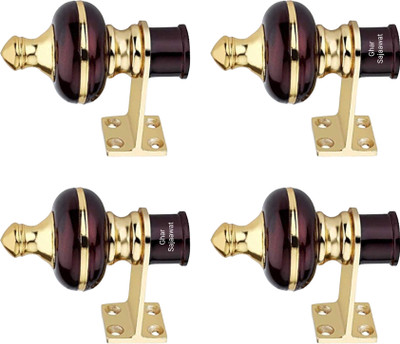 Ghar Sajaawat Maroon Curtain Knobs, Rod Rail Bracket Metal(Pack of 4)
