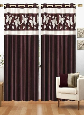 SV Textile Hub 214 cm (7ft) Door Curtain(Brown)