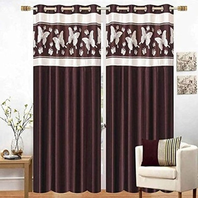 SV Textile Hub 214 cm (7ft) Door Curtain(Brown)