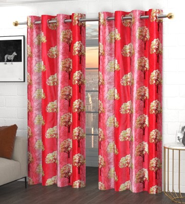 GOYTEX 182.88 cm (6 ft) Polyester Room Darkening Window Curtain (Pack Of 2)(Abstract, Red)