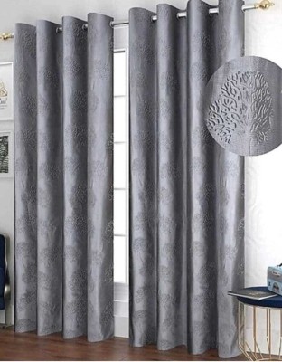 RAEXBE 213 cm (7 ft) Polyester Room Darkening Door Curtain (Pack Of 2)(Printed, Grey)